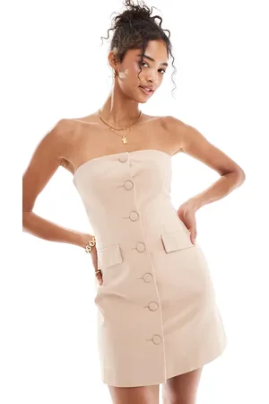 Miss Selfridge Tailored bandeau button through mini dress in