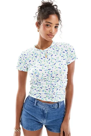 ONLY Ruched top in ditsy floral