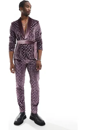 ASOS Slim diamond sequin suit trouser in lilac