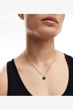 LOST SOULS Black disc pendant necklace in 18k plated
