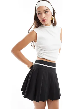 Pimkie Ribbed ruched side high neck fitted top in