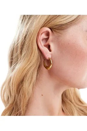 LOST SOULS Stainless steel 18ct plated geo hoop earrings