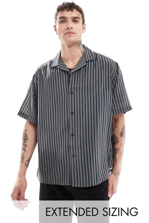 ASOS Oversized revere shirt in sheer stripe