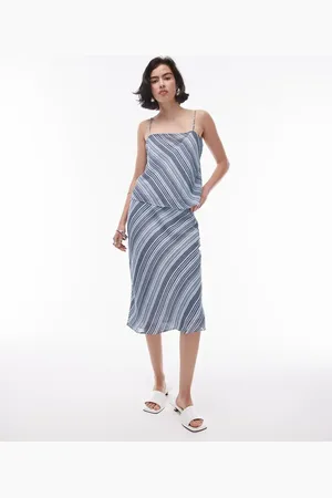 Topshop Georgette 90s length skirt in diagonal stripe co-ord