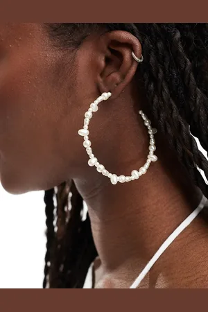 ASOS Hoop earrings with faux natural pearl detail in tone