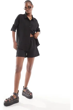 Noisy May High waisted ripple short co-ord in
