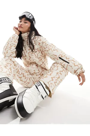 Urban Threads Ski suit in beige with abstract print
