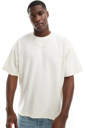 JACK & JONES Premium oversized textured t-shirt in ecru