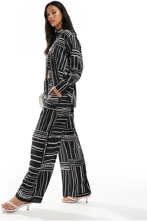 Style Cheat Wide leg trousers in mono print co-ord