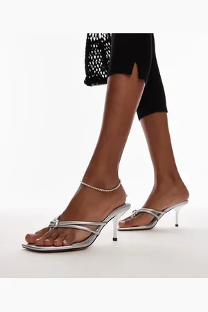 Topshop Femi toe post heeled sandals with knot detail in