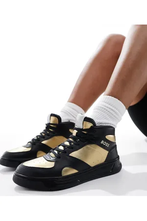 HUGO BOSS Baltimore hi-top trainers in and gold