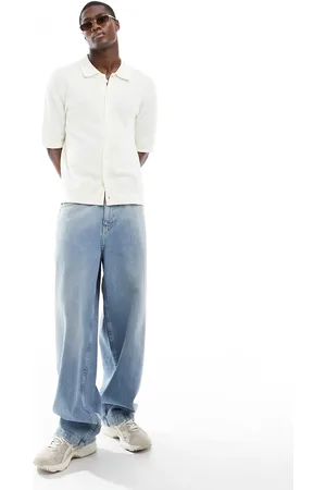 GANT Button through textured cotton knit polo shirt in cream