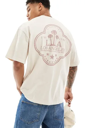Pull&Bear Los Angeles t-shirt in beige