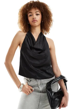 Weekday Kathy satin halterneck top in