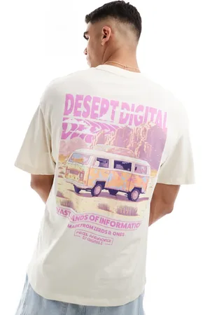JACK & JONES Oversized desert back print t-shirt in buttercream