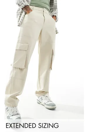 ASOS Baggy cargo trouser in heavy canvas in stone