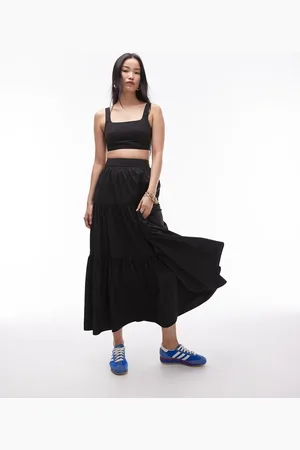 Topshop Co-ord taffeta tiered maxi skirt in
