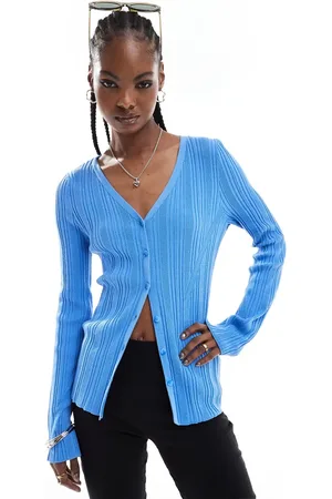 Monki Longline mixed rib cardigan in