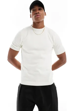 Threadbare Knitted waffle stitch t-shirt in ecru