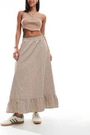 ONLY Gingham maxi skirt in
