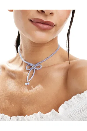 True Decadence Beaded bow choker necklace in pale