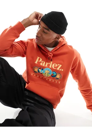 Parlez Cotton embroidered hoodie in burnt
