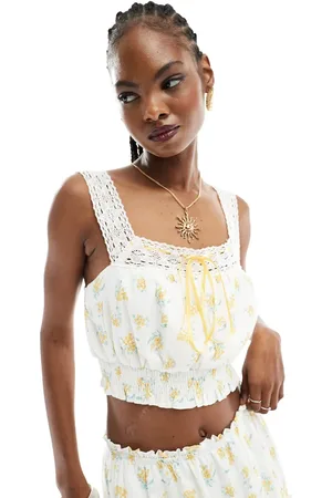 Kiss The Sky Floral crop top with lace detail co-ord