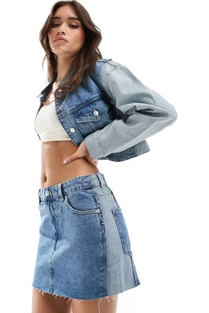 MANGO Mixed denim mini co-ord skirt in