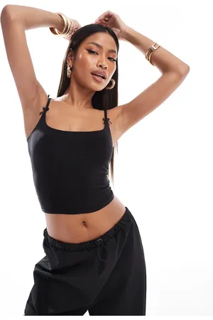 Kaiia Slinky bow detail square neck cami top in