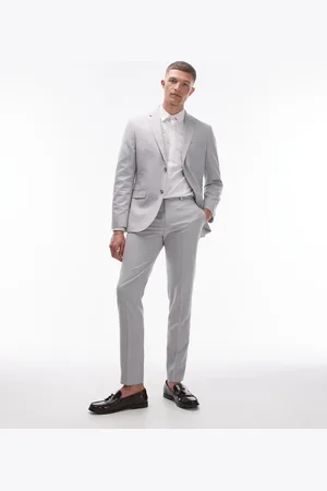 Topman Slim linen blend suit trouser in