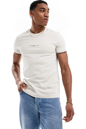 Tommy Hilfiger Small logo tipped t-shirt in off