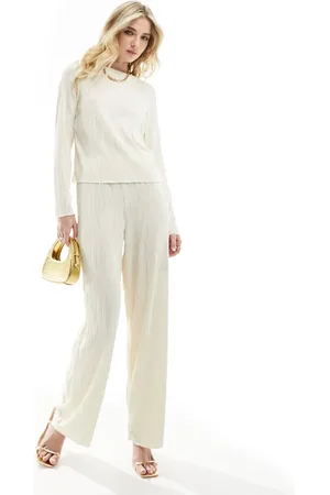 Y.A.S Y.A.S textured high waisted trousers co-ord in cream