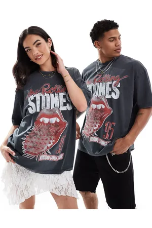 ASOS Unisex oversized license t-shirt with The Rolling Stones tour print in washed