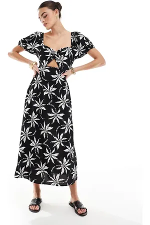 New Look Palm twist midi dress in
