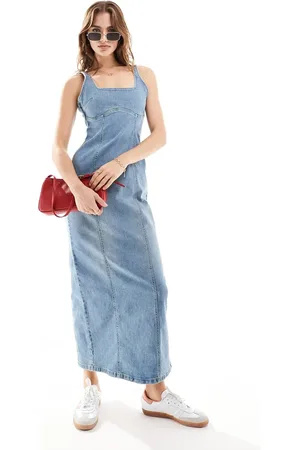Cotton On Cotton On seam detail maxi dress in vintage wash denim