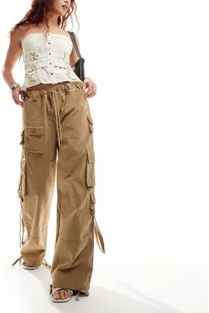 The Kript Super oversized pocket detail pants in washed stone
