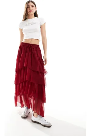 Miss Selfridge Chiffon tiered maxi skirt in