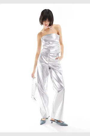 JJXX Co-ord wide leg metallic trouser in