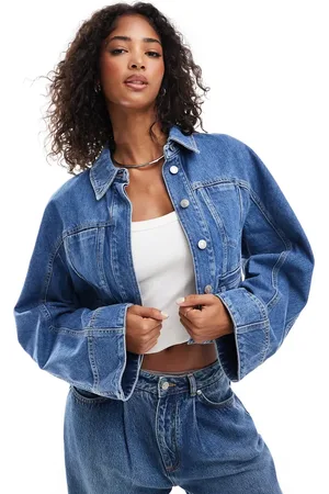 & OTHER STORIES Cropped denim jacket volume sleeves in wash
