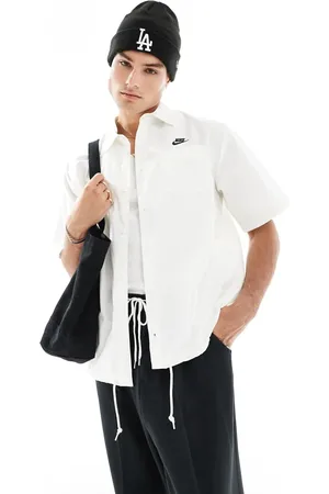 Nike Club woven short sleeve shirt in off white