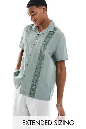 ASOS Short sleeve relaxed revere collar texture shirt in
