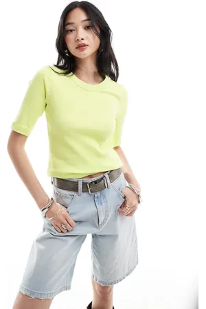 In wear InWear Dagna jersey ribbed t-shirt in lime