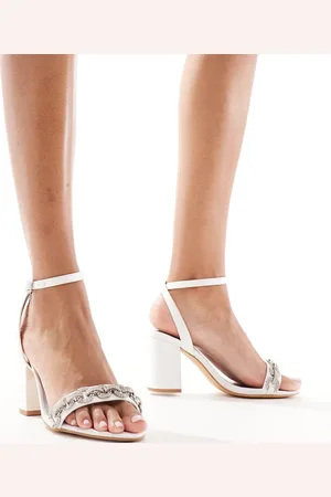 London Rebel Bridal diamante heel sandals in ivory