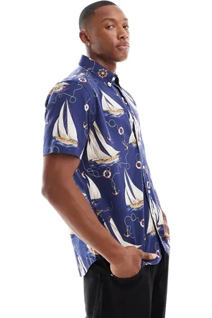Ralph Lauren Short sleeve helm anchors print oxford shirt in