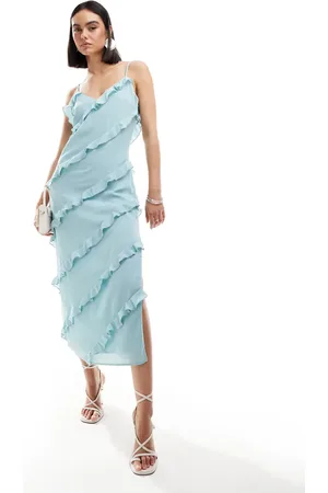 Pretty Lavish Ruffle midaxi dress in seaspray
