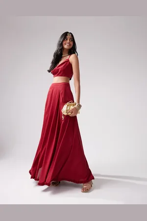 Kanya London Lehenga chiffon full flare skirt co-ord in deep