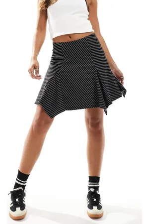 Pieces® Hanky hem mini skirt in pinstripe