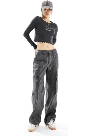 Cotton On Cotton On long sleeve lettuce hem crop tee with Ford Mustang graphic in