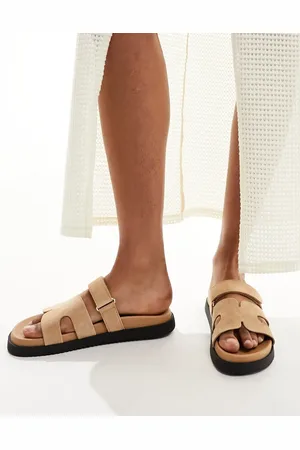 Steve Madden Missile suede strap sliders in sand