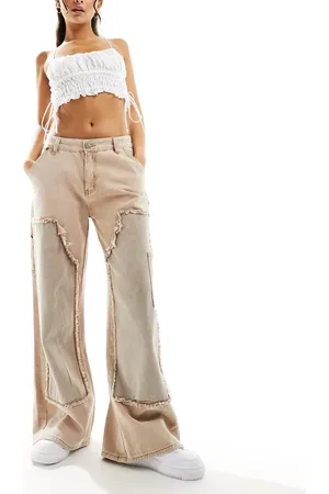 Liquor N Poker Mid rise baggy carpenter trouser in beige